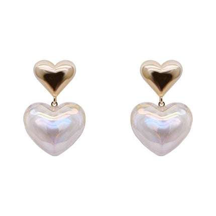 Double Heart Shape Stud Drop Earrings