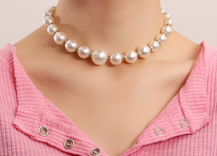 Handmade Big Chunky White Pearl Choker Necklace for Women