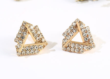 Full Rhinestone Triangle Shape Stud Earrings