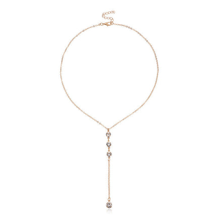 Rhinestone Chain Women Tassels Necklace