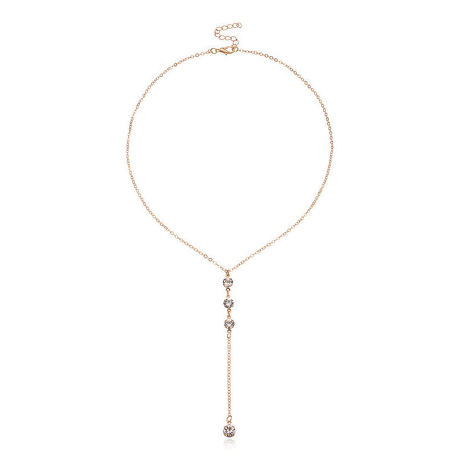 Rhinestone Chain Women Tassels Necklace