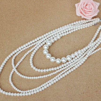 Multi Layer Pearl Necklace Luxury Chain Long Pearl Woman Necklace