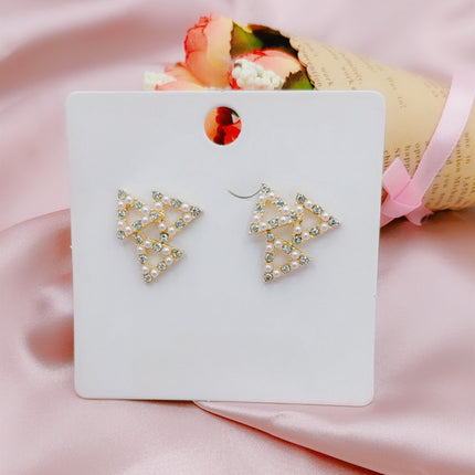 Geometry Rhinestone Triangle Stud Earrings - FASHION SHEGOODS LLC