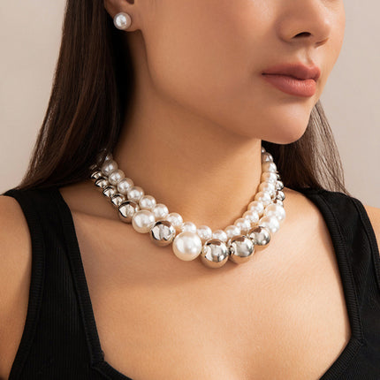 Hip-hop Punk Large Beads Short Necklace Women CCB Beads