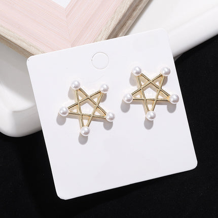 Hollow Star pearl Studs Earring - FASHION SHEGOODS LLC