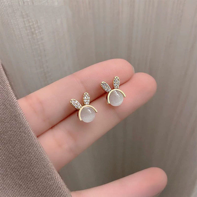 Opal Cute Rabbit Stud Earrings - FASHION SHEGOODS LLC