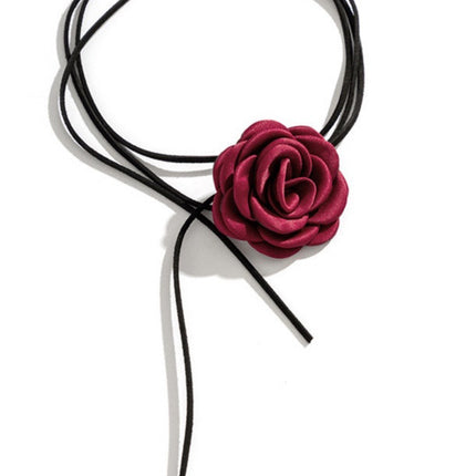 Creative Handmade Rose Flower Necklaces Long Wax Rope